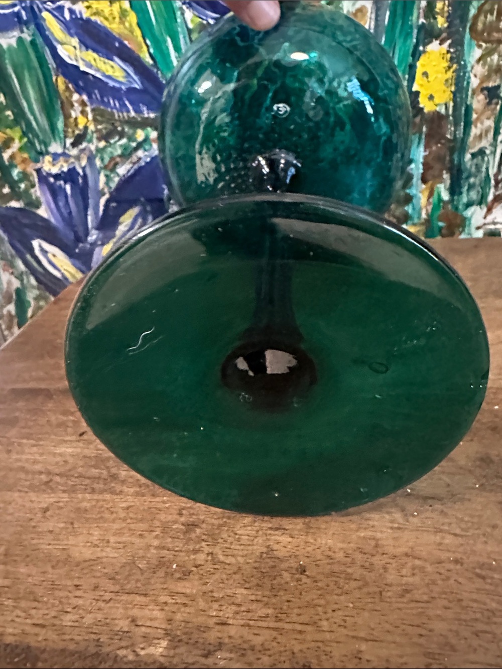 Peacock Teal Vintage Empoli Italian Brandy Snifter/Vase - Picture 6 of 9